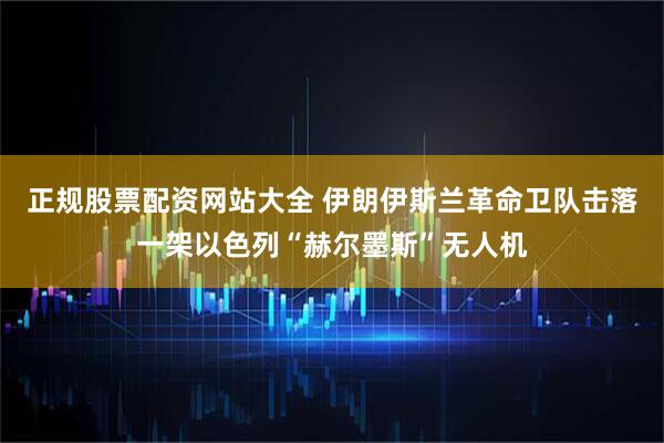 正规股票配资网站大全 伊朗伊斯兰革命卫队击落一架以色列“赫尔墨斯”无人机